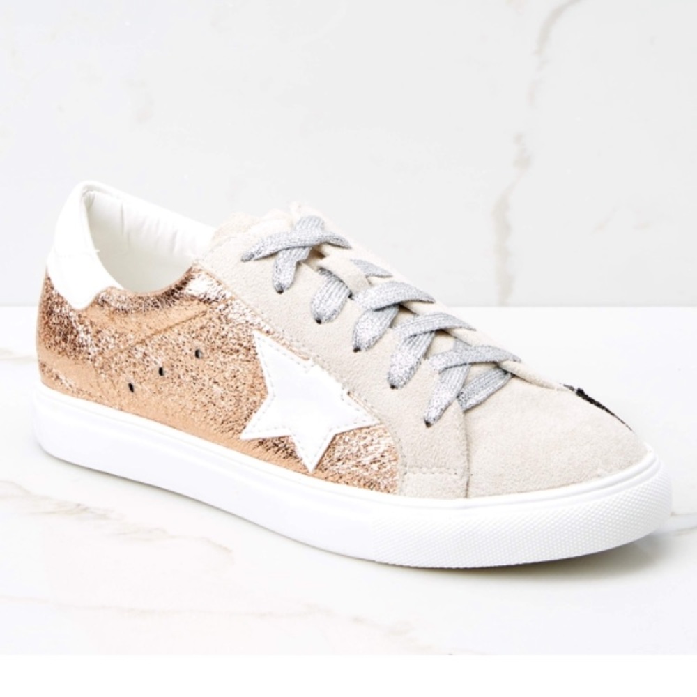 Red Dress Boutique Rose Gold Star Sneakers